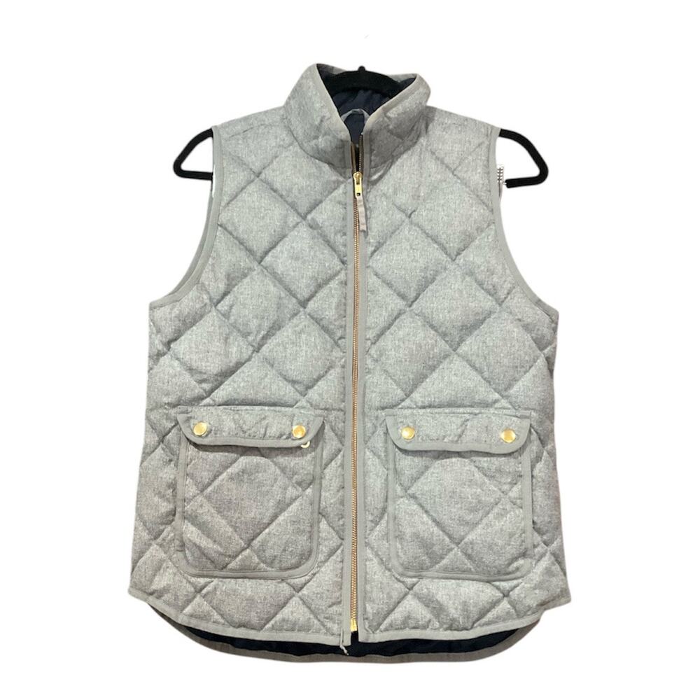 J. Crew Quilted Vest Women Small Gray